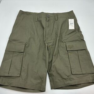 Fox Men's Olive Green Cargo Shorts, Regular Fit, 32W - 22L